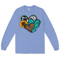 Colony Blue turquoise sunflower hearts Long Sleeve Tee - Jasminsmagicworld