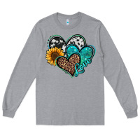 Heather Grey turquoise sunflower hearts Long Sleeve Tee - Jasminsmagicworld