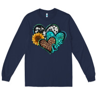 Navy turquoise sunflower hearts Long Sleeve Tee - Jasminsmagicworld
