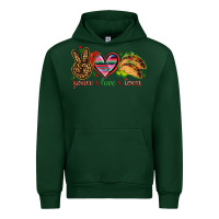 Forest Green Peace love tacos Urban Hoodie - NancyCooperArtShop