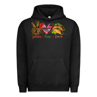 Pigment Black Peace love tacos Urban Hoodie - NancyCooperArtShop