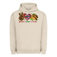 Pigment French Oak Peace love tacos Urban Hoodie - NancyCooperArtShop