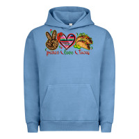 Pigment Pebble Blue Peace love tacos Urban Hoodie - NancyCooperArtShop