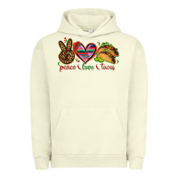 Pigment Pistachio Peace love tacos Urban Hoodie - NancyCooperArtShop