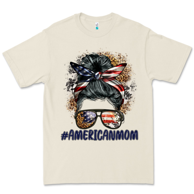Americanmom Messy Bun Premium Tee by BarkalooDesign | Teevron
