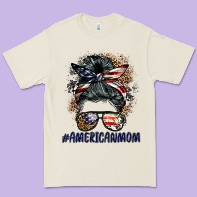 Americanmom Messy Bun Premium Tee Designed By Barkaloodesign