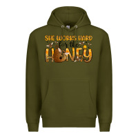 Army Green she works hard for the honey Premium Hoodie - Artiststas