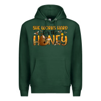 Sports Green she works hard for the honey Premium Hoodie - Artiststas