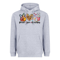 Heather Grey peace love nursing Heavyweight Hoodie - MaliasSmallBusiness
