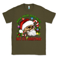 Army Green When You're Dead Inside But It's Christmas Hippie Skeleton Santa Classic Tee - Artiststas