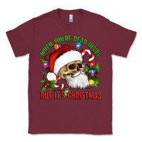 Burgundy When You're Dead Inside But It's Christmas Hippie Skeleton Santa Classic Tee - Artiststas