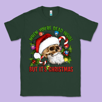 When You're Dead Inside But It's Christmas Hippie Skeleton Santa Classic Tee Designed By Artiststas