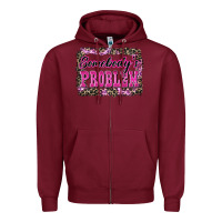 Burgundy Western Somebody's Problem Zipper Hoodie - LillyAllenDesigns
