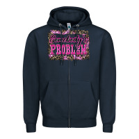 Navy Western Somebody's Problem Zipper Hoodie - LillyAllenDesigns