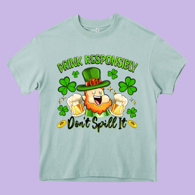 Drink Responsibly Dont Spill It Heavy Core Tee Designed By Artiststas