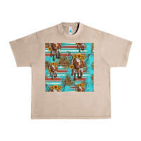 French Oak longhorn bull seamless pattern Urban Heavy Tee - HRA Design Shop
