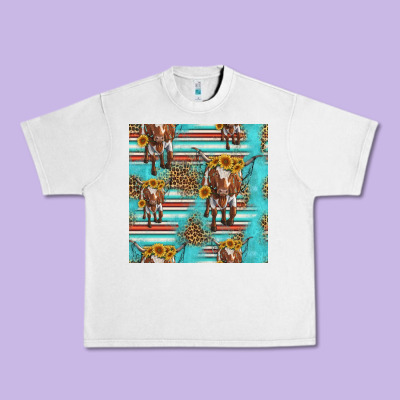 Longhorn Bull Seamless Pattern Urban Heavy Tee Designed By Hra Design Shop