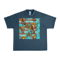 Midnight Navy longhorn bull seamless pattern Urban Heavy Tee - HRA Design Shop