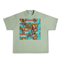 Oil Green longhorn bull seamless pattern Urban Heavy Tee - HRA Design Shop
