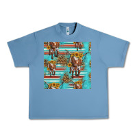 Pebble Blue longhorn bull seamless pattern Urban Heavy Tee - HRA Design Shop