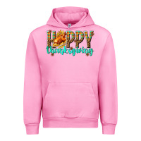 Fuchsia Pink Happy Thanksgiving with Turkey Urban Hoodie - texasbilliewilder