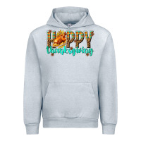 Heather Grey Happy Thanksgiving with Turkey Urban Hoodie - texasbilliewilder