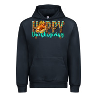 Navy Happy Thanksgiving with Turkey Urban Hoodie - texasbilliewilder