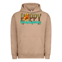 Pigment Burro Happy Thanksgiving with Turkey Urban Hoodie - texasbilliewilder
