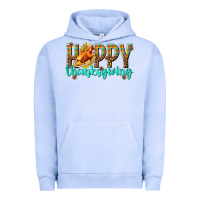 Pigment Grape Ice Happy Thanksgiving with Turkey Urban Hoodie - texasbilliewilder