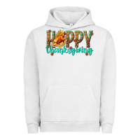 Pigment Lunar Rock Happy Thanksgiving with Turkey Urban Hoodie - texasbilliewilder