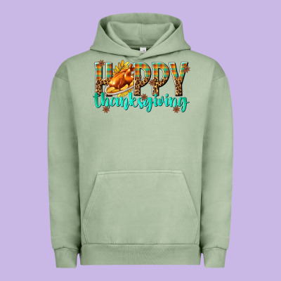 Happy Thanksgiving With Turkey Urban Hoodie Designed By Texasbilliewilder