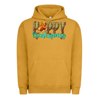 Pigment Peanut Butter Happy Thanksgiving with Turkey Urban Hoodie - texasbilliewilder