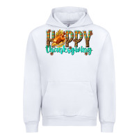 White Happy Thanksgiving with Turkey Urban Hoodie - texasbilliewilder