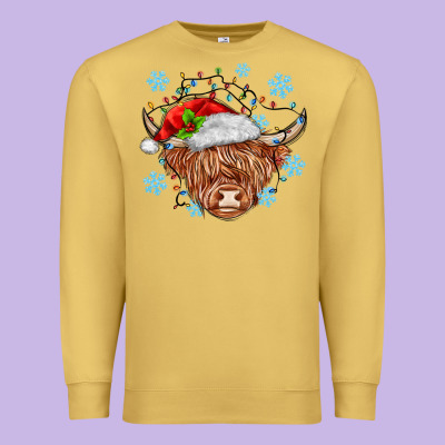 Christmas Cow Premium Sweatshirt Designed By Maliassmallbusiness