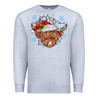 Heather Grey christmas cow Premium Sweatshirt - MaliasSmallBusiness
