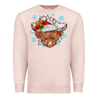 Pale Pink christmas cow Premium Sweatshirt - MaliasSmallBusiness