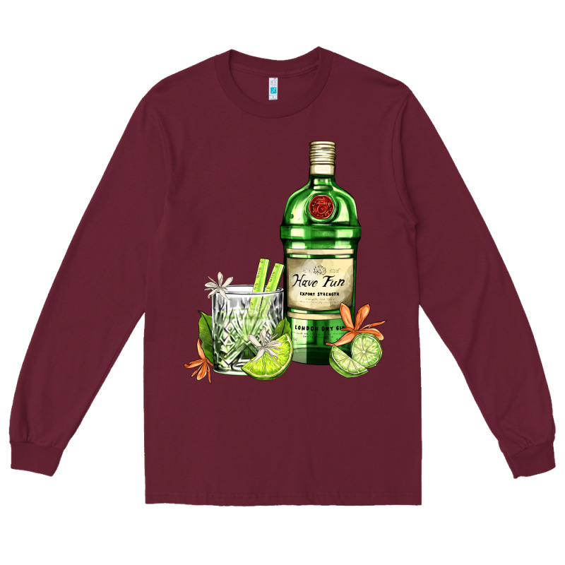 Gin Tonic Bottle And Cocktail Long Sleeve Tee by AdoDesignShop | Teevron