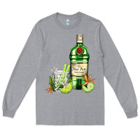 Heather Grey gin tonic bottle and cocktail Long Sleeve Tee - AdoDesignShop