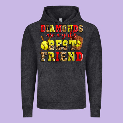 Diamonds Are A Girl's Best Friend Softball Vintage Hoodie Designed By Zillion Design Studio