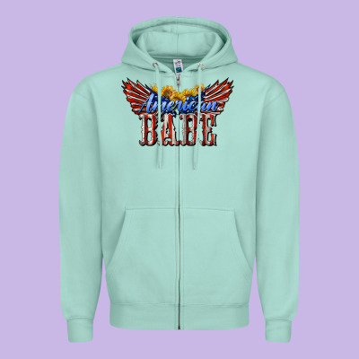 American Babe With Sunflowers Zipper Hoodie Designed By Lillyallendesigns
