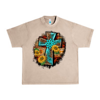 French Oak western turquoise's leopard cross  wooden aztek sunflowers background Urban Heavy Tee - BarkalooDesign