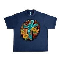 Navy western turquoise's leopard cross  wooden aztek sunflowers background Urban Heavy Tee - BarkalooDesign