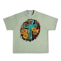 Oil Green western turquoise's leopard cross  wooden aztek sunflowers background Urban Heavy Tee - BarkalooDesign