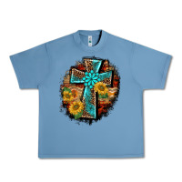 Pebble Blue western turquoise's leopard cross  wooden aztek sunflowers background Urban Heavy Tee - BarkalooDesign