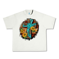 Pistachio western turquoise's leopard cross  wooden aztek sunflowers background Urban Heavy Tee - BarkalooDesign