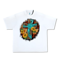 White western turquoise's leopard cross  wooden aztek sunflowers background Urban Heavy Tee - BarkalooDesign