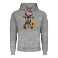 Cloud Rock sunflower aztec ribbon goat Vintage Hoodie - RanaPortraitStore