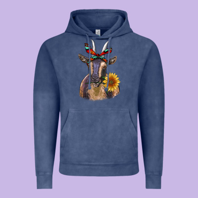 Sunflower Aztec Ribbon Goat Vintage Hoodie Designed By Ranaportraitstore