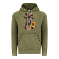 Vintage Olive sunflower aztec ribbon goat Vintage Hoodie - RanaPortraitStore
