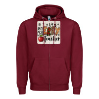 Burgundy very merry teacher christmas coaster Zipper Hoodie - Jasminsmagicworld